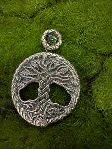 Moldavite Tree Of Life Sterling Silver Pendant