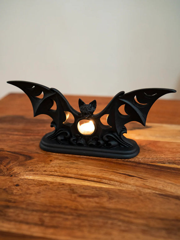 LUNAECA BLACK BAT TEA LIGHT HOLDER