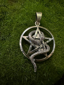 Sterling Silver Snake Wrapped Pentagram