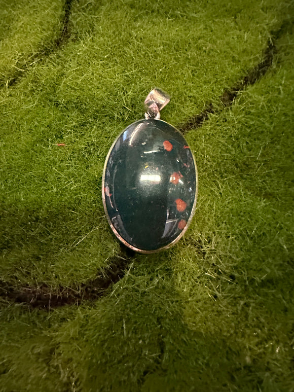 Bloodstone Sterling Silver Pendant