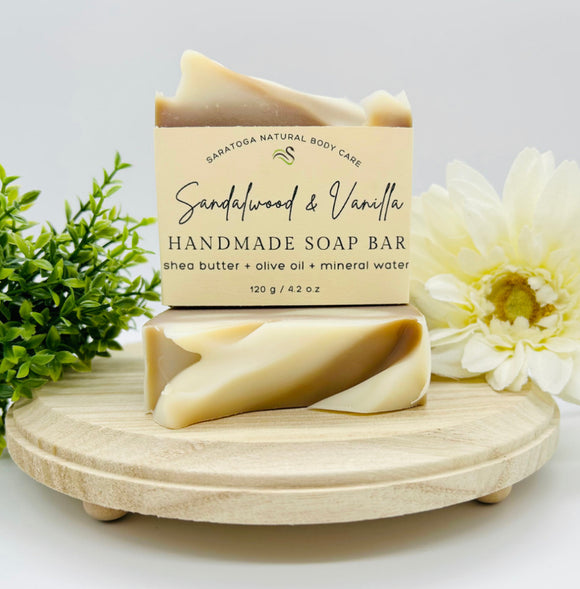 Sandalwood & Vanilla Artisan Soap - Saratoga Natural Body Care- 4 oz ba