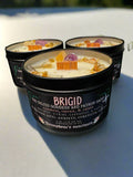 Brigid Candle - 8oz 100% Soy - Wood Wick - Crystals & Essential Oils