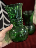 Pair Vintage Emerald Green Vases