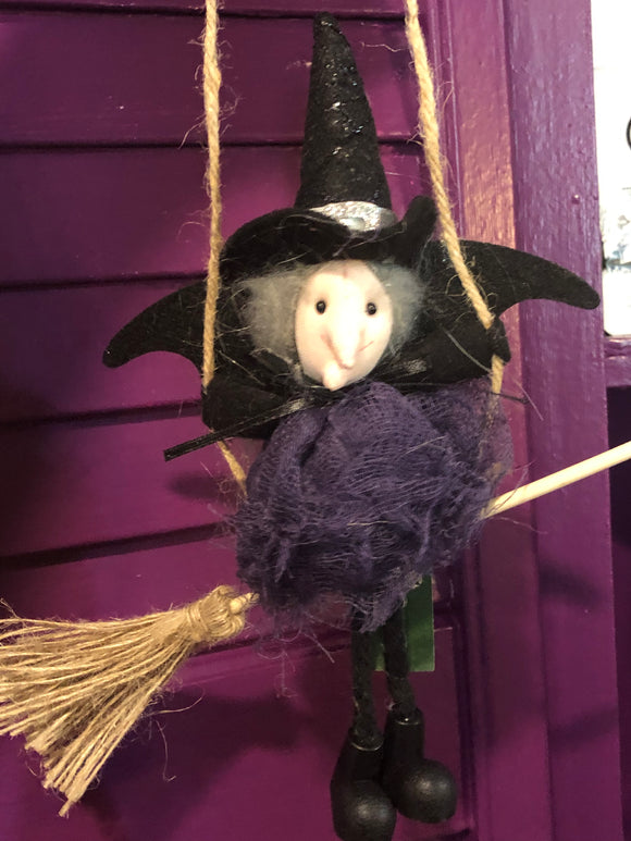 Purple Bat Witch - Witchy Ornament - Halloween Tree