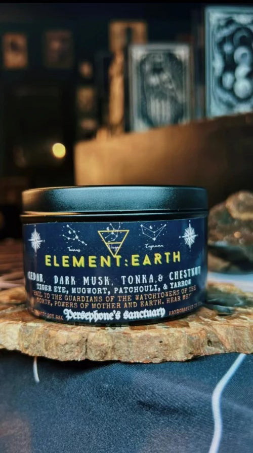 Earth Element - 8oz 100% Soy - Wood Wick - Crystals & Essential Oils