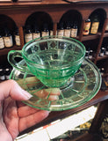 Glow Witch - Antique Uranium Glass Teacup Set