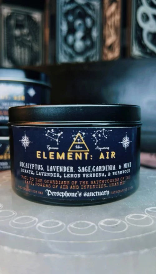Air Element - 8oz 100% Soy - Wood Wick - Crystals & Essential Oils