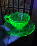 Glow Witch - Antique Uranium Glass Teacup Set