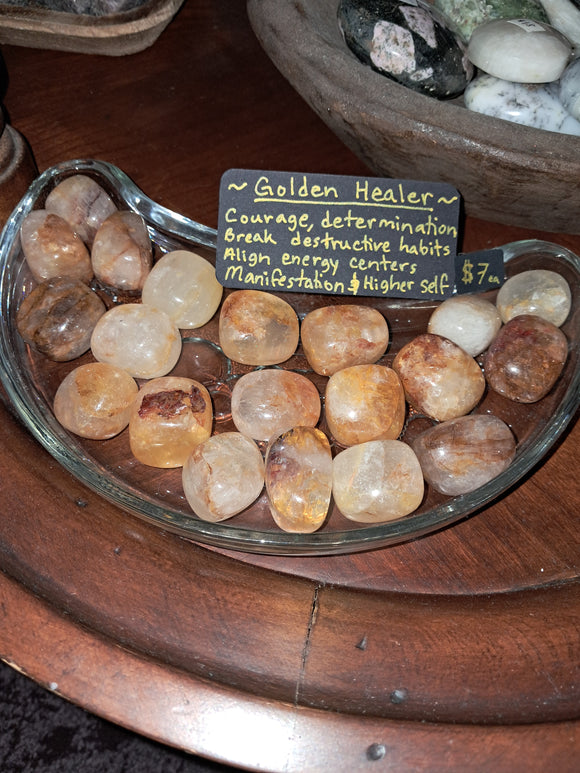 Golden Healer Crystal Tumbles