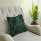 Death's Head Moth - Emerald Damask - Cushion / Pillow