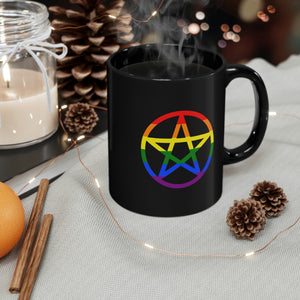 Gay Witchcraft - Pride Flag Pentagram - 11oz Black Mug