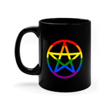 Gay Witchcraft - Pride Flag Pentagram - 11oz Black Mug