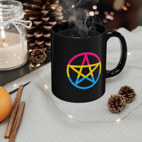 Pansexual Witchcraft - Pride Flag Pentagram - 11oz Black Mug