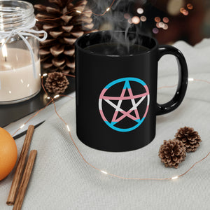 Trans Witchcraft - Pride Flag Pentagram - 11oz Black Mug