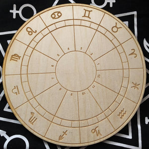 Astrological Crystal Grid - Engraved Birch - Zodiac - Natal Chart