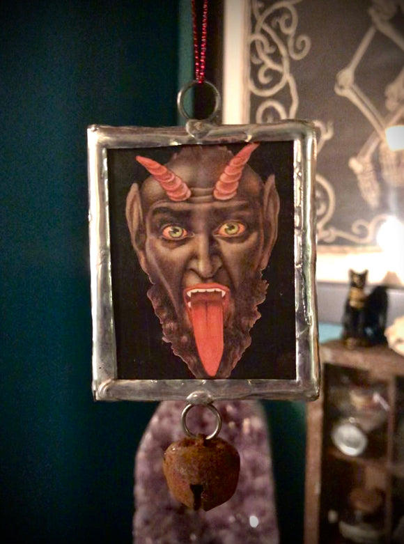 Handcrafted Victorian Holiday Ornament - Gruss vom Krampus - With Bell Charm