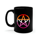 Lesbian Witchcraft - Pride Flag Pentagram - 11oz Black Mug