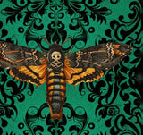 Death's Head Hawkmoth Emerald Damask Shower Curtain