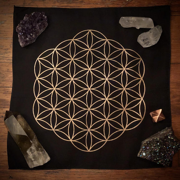 Flower of Life Crystal Grid Altar Cloth - Crystal Generator - Manifest - Sacred Geometry