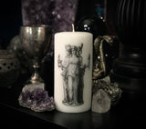 Thorn & Moon Hekate Candle - Dark Moon Goddess - Illustrated Candle - Underworld - Ancient Greek Mythology - Decorative 6" Pillar