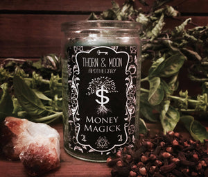 Thorn & Moon Money Magick Candle - Fixed Spell Candle
