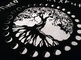 Thorn & Moon Altar Cloth - Norse Yggdrasil - Tree of Life - Elder Futhark - Moon Phases
