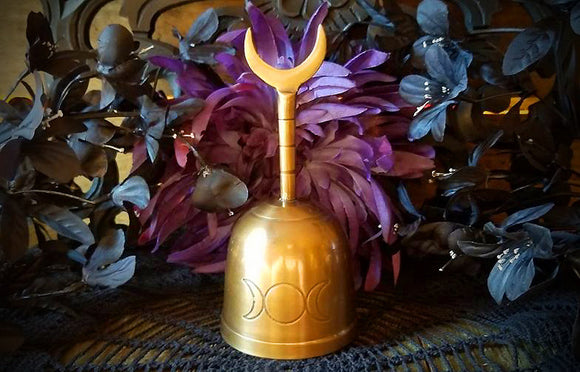 Crescent Moon Brass Altar Bell