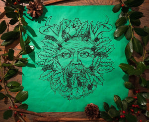 Thorn & Moon Altar Cloth - Holly King - Yule - Winter Solstice