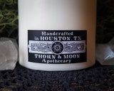 Thorn & Moon Illustrated Candle Palmistry Hand - Fortune Telling - Palm Reading - Decorative 6" Pillar