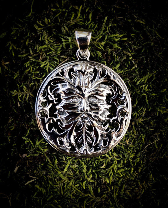 Spirit of Nature Pendant - Sterling Silver - Greenman - Pagan
