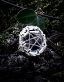The White Witch Filigree Ring - Quartz Crystal - Pentagram - Sterling Silver - Pagan