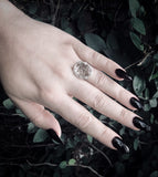 The White Witch Filigree Ring - Quartz Crystal - Pentagram - Sterling Silver - Pagan