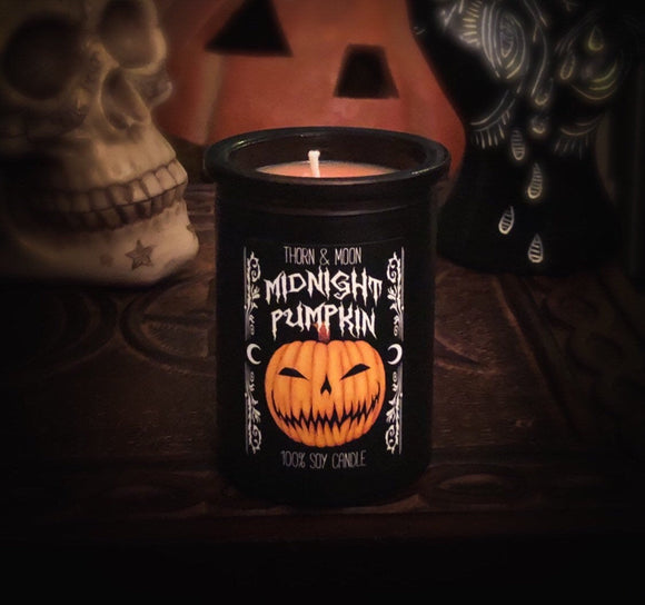 Thorn & Moon Limited Edition Halloween Candle - Midnight Pumpkin - 100% Soy - Scented Candle - Essential Oil and Fragrance Oil blend
