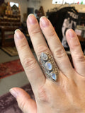 The Light Worker Ring - Rainbow Moonstone Crystal - Sterling Silver