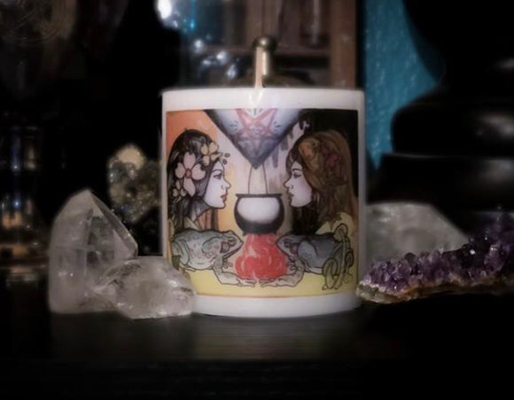 Thorn & Moon Witching Hour Candle - Witchcraft - Coven - Cauldron - Toadstools  - Halloween - Decorative 3” Pillar Candle