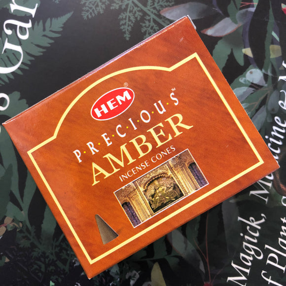 HEM Precious Amber Cone Incense (10-pack)