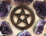 Thorn & Moon Pentagram Star 4” Wooden Altar Tile