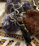 The Dark Weaver Crystal Pendant - Obsidian Point - Silver - Protection