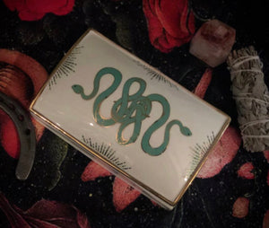 Serpents Embrace Ceramic Box - Porcelain - Tarot - Altar - Jewelry Dish
