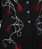 Caught in the Web - Embroidered Black Cardigan Sweater -  womens sizes XS-XXL