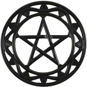 Pentagram Star 12” Black Wooden Altar Wall Plaque