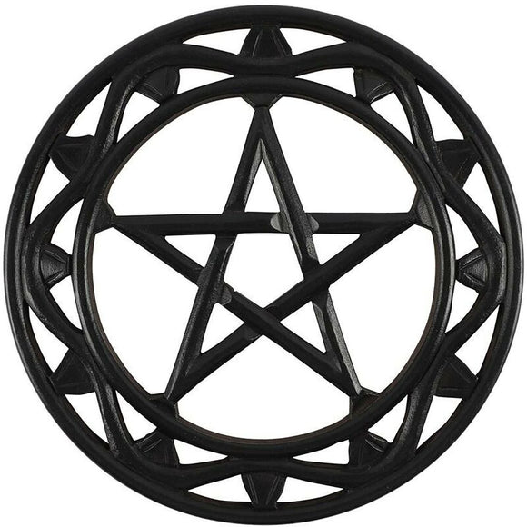 Pentagram Star 12” Black Wooden Altar Wall Plaque