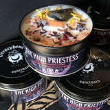 High Priestess Candle - 8oz 100% Soy - Wood Wick - Crystals & Essential Oils