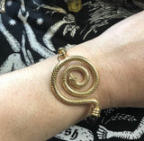 Golden Serpent Bracelet - 14k Gold Plated Bronze Talisman - Snake Amulet