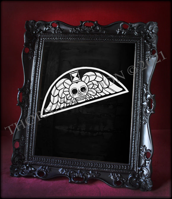 Skull with Wings Memento Mori Vinyl Decal - Large 9”