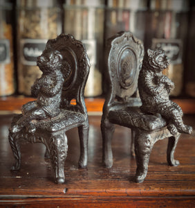 Victorian Cat Bookends - Kitties Sitting Pretty in Chairs