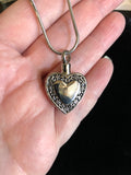 Memorial Necklace - Ashes / Cremated Remains Keepsake - Heart Shape