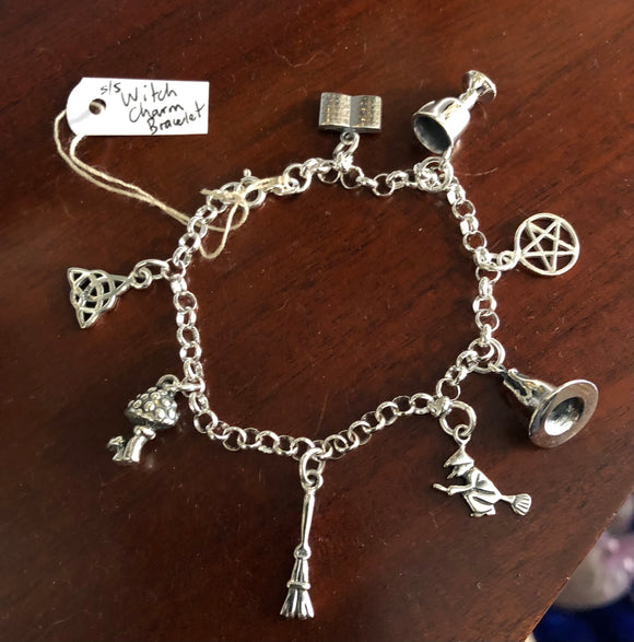 Whimsical Witch Charm Bracelet - Sterling Silver -