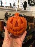 Two- Faced Jack Candle - Double-Sided Beeswax Pumpkin Jack-o-lantern Candle