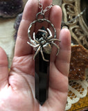 The Dark Weaver Crystal Pendant - Obsidian Point - Silver - Protection